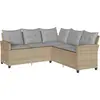 vidaXL L-förmiges Couchsofa mit Kissen Beige Polyrattan