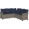 vidaXL L-förmiges Couchsofa mit Kissen Graues Polyrattan