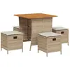 vidaXL 5-tlg. Garten-Essgruppe mit Kissen Beige Poly Rattan