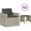 vidaXL 4-tlg. Garten-Sofagarnitur mit Kissen Hellgrau Poly Rattan