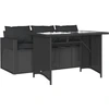 vidaXL 2-tlg. Garten-Essgruppe mit Kissen Schwarz Poly Rattan
