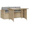 vidaXL 2-tlg. Garten-Essgruppe mit Kissen Beige Poly Rattan