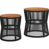 vidaXL Garten-Beistelltische 2 Stk. mit Holzplatte Schwarz Poly Rattan