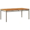 vidaXL Gartentisch Grau 180x90x75 cm Poly Rattan Akazienholz