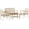 vidaXL 4-tlg. Garten-Lounge-Set mit Kissen Beige Poly Rattan