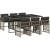 vidaXL 7-tlg. Garten-Essgruppe mit Kissen Grau Poly Rattan