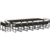 vidaXL 17-tlg. Garten-Essgruppe mit Kissen Schwarz Poly Rattan