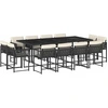 vidaXL 13-tlg. Garten-Essgruppe mit Kissen Schwarz Poly Rattan