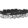 vidaXL 13-tlg. Garten-Essgruppe mit Kissen Schwarz Poly Rattan