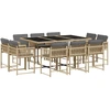 vidaXL 11-tlg. Garten-Essgruppe mit Kissen Beigemischung Poly Rattan