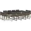 vidaXL 13-tlg. Garten-Essgruppe mit Kissen Grau Poly Rattan