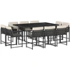 vidaXL 11-tlg. Garten-Essgruppe mit Kissen Schwarz Poly Rattan