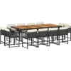 vidaXL 13-tlg. Garten-Essgruppe mit Kissen Schwarz Poly Rattan