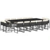 vidaXL 15-tlg. Garten-Essgruppe mit Kissen Schwarz Poly Rattan