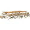 vidaXL 17-tlg. Garten-Essgruppe mit Kissen Beige Poly Rattan