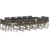 vidaXL 15-tlg. Garten-Essgruppe mit Kissen Grau Poly Rattan