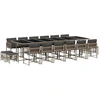 vidaXL 17-tlg. Garten-Essgruppe mit Kissen Grau Poly Rattan