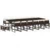 vidaXL 17-tlg. Garten-Essgruppe mit Kissen Braun Poly Rattan