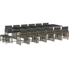 vidaXL 17-tlg. Garten-Essgruppe mit Kissen Grau Poly Rattan