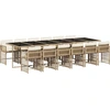 vidaXL 13-tlg. Garten-Essgruppe mit Kissen Beige Poly Rattan