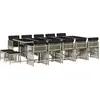vidaXL 15-tlg. Garten-Essgruppe mit Kissen Hellgrau Poly Rattan