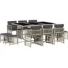 vidaXL 11-tlg. Garten-Essgruppe mit Kissen Hellgrau Poly Rattan