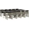 vidaXL 11-tlg. Garten-Essgruppe mit Kissen Hellgrau Poly Rattan