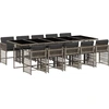 vidaXL 11-tlg. Garten-Essgruppe mit Kissen Grau Poly Rattan