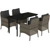 vidaXL 5-tlg. Garten-Essgruppe mit Kissen Grau Poly Rattan