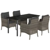 vidaXL 5-tlg. Garten-Essgruppe mit Kissen Grau Poly Rattan