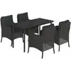 vidaXL 5-tlg. Garten-Essgruppe mit Kissen Schwarz Poly Rattan
