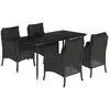 vidaXL 5-tlg. Garten-Essgruppe mit Kissen Schwarz Poly Rattan