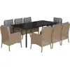 vidaXL 9-tlg. Garten-Essgruppe mit Kissen Beige Poly Rattan