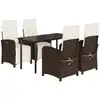 vidaXL 5-tlg. Garten-Essgruppe mit Kissen Braun Poly Rattan