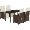 vidaXL 5-tlg. Garten-Essgruppe mit Kissen Braun Poly Rattan