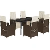 vidaXL 7-tlg. Garten-Essgruppe mit Kissen Braun Poly Rattan