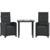 vidaXL 3-tlg. Bistro-Set mit Kissen Schwarz Poly Rattan