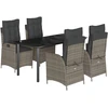 vidaXL 5-tlg. Garten-Essgruppe mit Kissen Grau Poly Rattan
