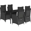 vidaXL 5-tlg. Garten-Essgruppe mit Kissen Schwarz Poly Rattan