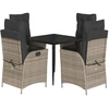 vidaXL 5-tlg. Garten-Essgruppe mit Kissen Grau Poly Rattan