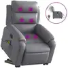 vidaXL Massagesessel mit Aufstehhilfe Elektrisch Grau Kunstleder