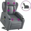 vidaXL Massagesessel mit Aufstehhilfe Elektrisch Grau Kunstleder