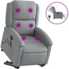 vidaXL Elektrischer Massagesessel mit Aufstehhilfe Hellgrau Stoff