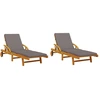 vidaXL Sonnenliegen 2 Stk. mit Auflagen 200x68x83 cm Massivholz Akazie