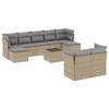 vidaXL 10-tlg. Garten-Sofagarnitur mit Kissen Beige Poly Rattan
