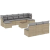 vidaXL 11-tlg. Garten-Sofagarnitur mit Kissen Beige Poly Rattan