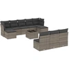 vidaXL 11-tlg. Garten-Sofagarnitur mit Kissen Grau Poly Rattan