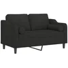 vidaXL Sofa 2-Sitzer-Sofa mit Zierkissen Schwarz 120 cm Stoff