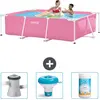 Rechteckiges Schwimmbeckenrahmen - 220 x 150 x 60 cm - Rosa - Beim Lie...