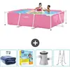 Intex Rechteckiges Schwimmbecken - 220 x 150 x 60 cm - Rosa - Mit Sonn...